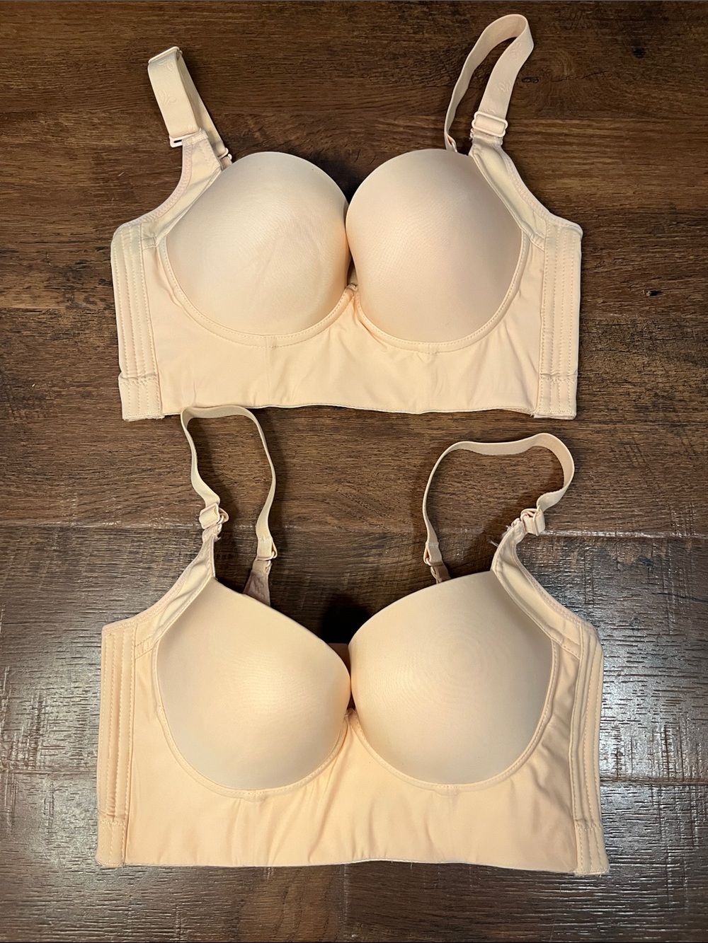 2 Nude Tan Nipple Push Up Corset Band Bra - 34B